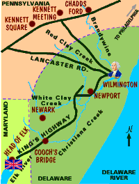 Map depicting movements of Howe's and Washington's forces