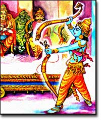 Rama breaking Shiva's bow