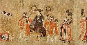 The 13 Emperors, late 7th century silk painting