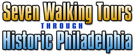 text: seven walking tours through historic philadelphia