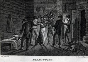 old illustration of black child being kidnapped