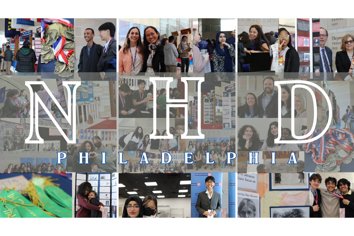 pictures of participating students with text: NHD Philadelphia  