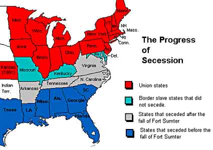 This map shows the states that seceded from the Union before the fall of 