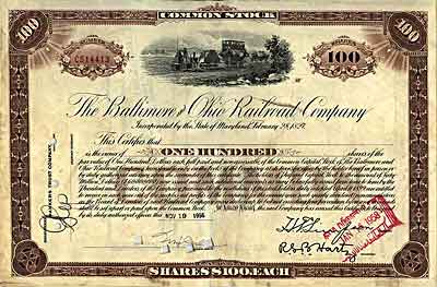 Baltimore and Ohio railroad stock