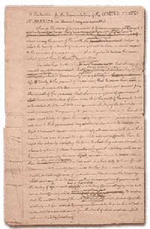 Draft copy of Declaration of Independence