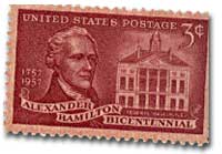 3¢ stamp commemorating Alexander Hamilton, the leading Federalist