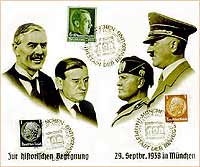 Neville Chamberlain, Edouard Daladier, Benito Mussolini, Adolf Hitler