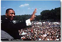 King addressing demonstrators