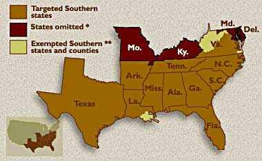 Emancipation Proclamation map