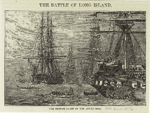 Boats in the harbor during the battle of Long Island