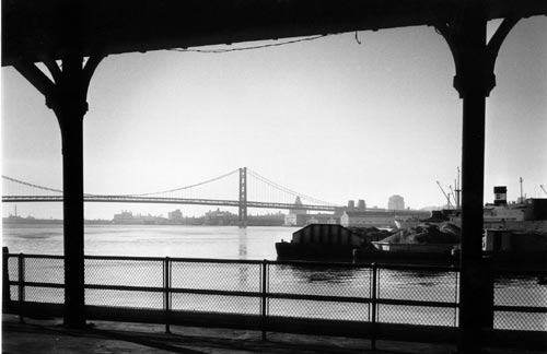 View in 1960. Ben Franklin Bridge visible in background