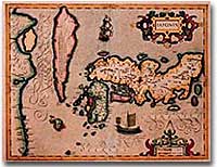 Map of Japan created by Dutch explorers, c. 1606