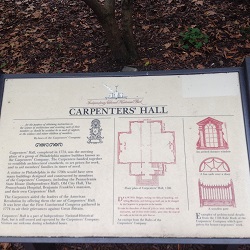 Historical information placard at carpenters hall 