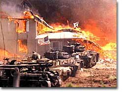 Branch Davidian compound on fire