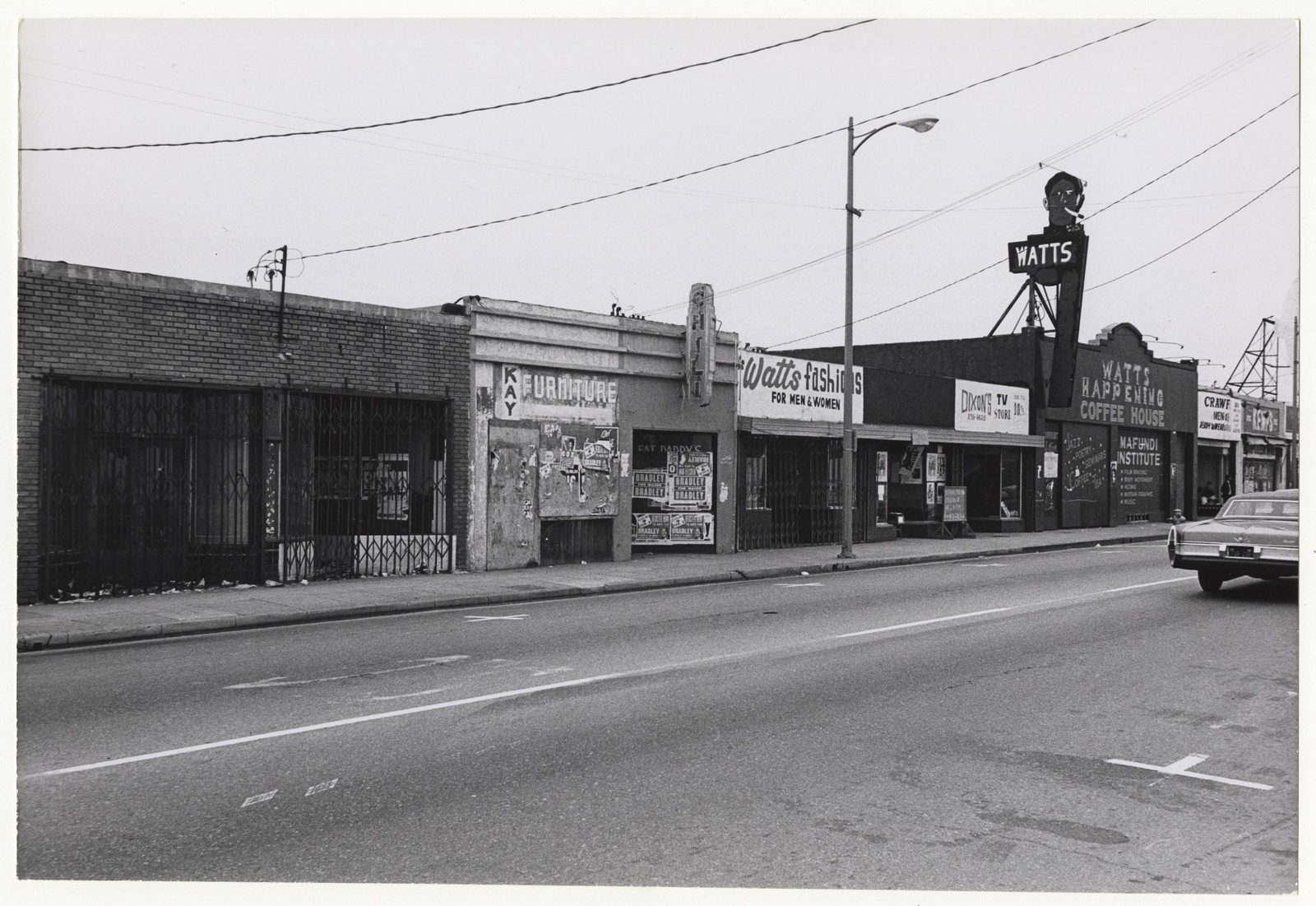 The Watts Happening Coffee House and Mafundi Institute at their original East 103rd Street storefront in 1969