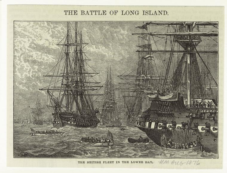 Boats in the harbor during the battle of Long Island