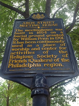 Historical marker for Arch Street Friends Meeting House