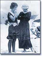 Girls smoking on Long Island beach (1919)