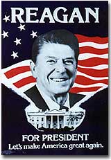 Ronald Reagan Runs for President in 1984 with campaign poster & his own stamp 