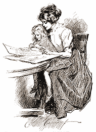 Donna vittoriana con bambino