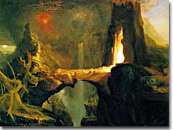 Thomas Cole, "The Expulsion — Moon and Firelight" (1827-28)